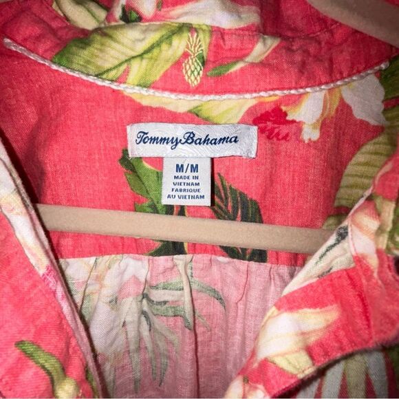 Tommy Bahama Tropical Floral Print Button Down Belted Linen Midi Dress - Picture 9 of 12
